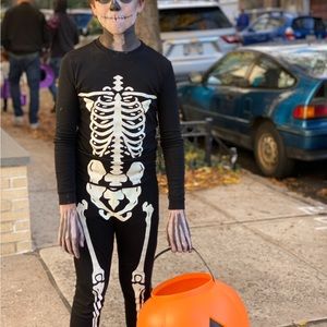 Glow in the Dark Skeleton Pjs used as Halloween Costume
